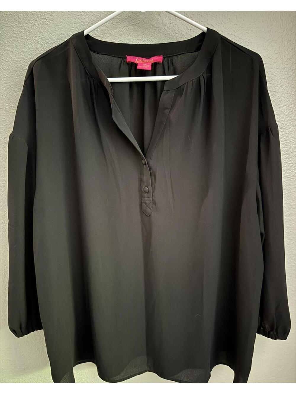 Women's Black 3/4 Sleeve Blouse By Catherine Malandrino - Women's size XL